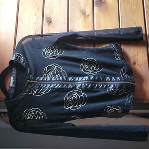 Zipper Rose & Mesh Top